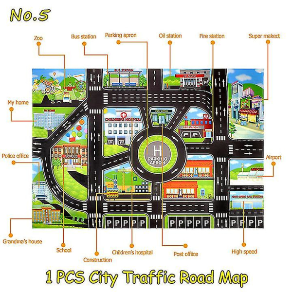Hhcx-kids Toys City Parking Lot Roadmap Diy Traffic Road Signs Diecast Alloy Toy Model Car Climbing Mats Toys For Children Gift Game 1 PCS Road Map