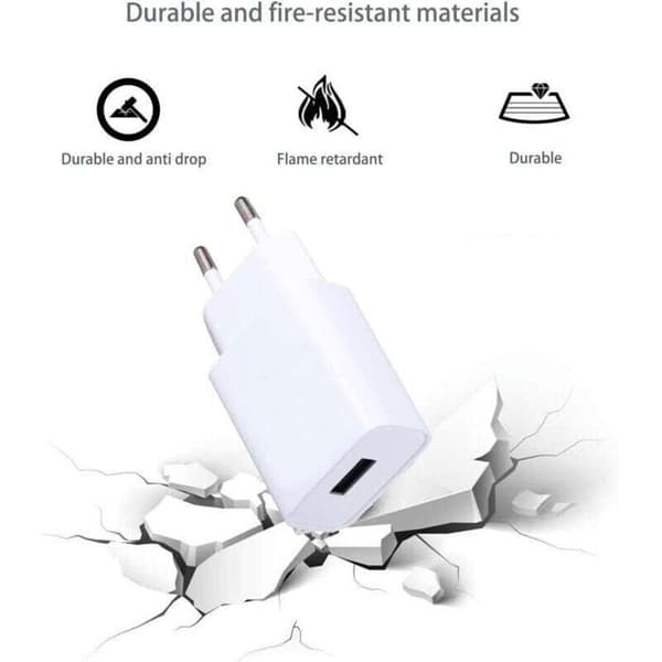 USB-oplader med strømadapter - 2-pak - 5V/1A - Kompatibel med telefoner, e-læsere, hovedtelefoner, ure