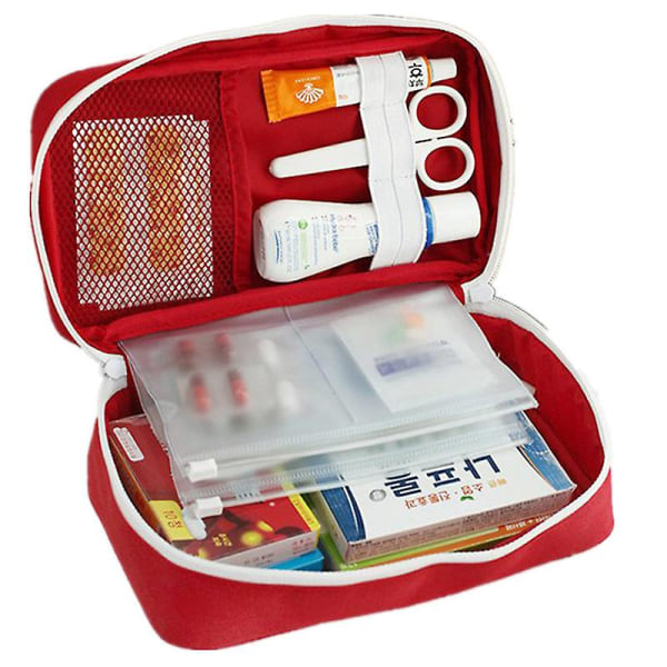 Hvit utendørs reisemedisinsett førstehjelpssett Medisinoppbevaringspose Emergency Kits (pose tom) Red