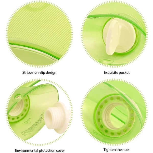 Varmvattenflaska Gummi Varmvattenflaska Varm- och kallterapi, 2 liter Vit Ljusgrön Light Green