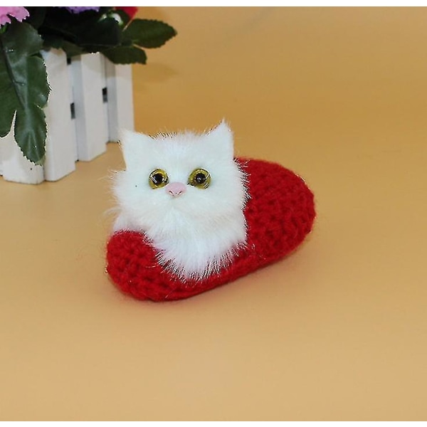 Simulation Cat Ornament Tofflor red open-eyed slippers cat