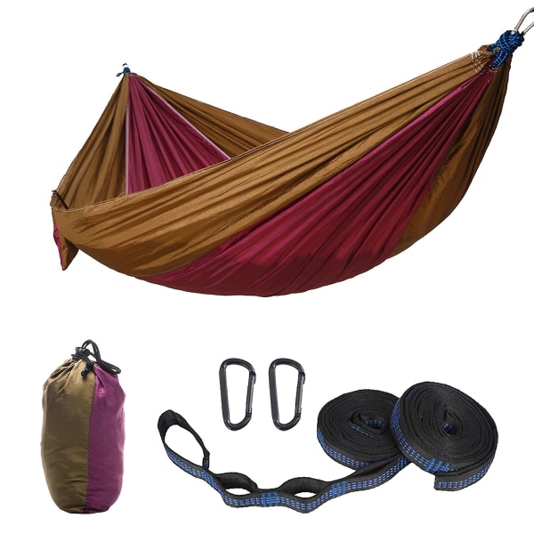 2 personers hängmatta, campinghängmatta, bärbar hängmatta, resehängmatta, dubbel hängmatta med trädrem och karbinhake, perfekt hängmatta för barn Purple