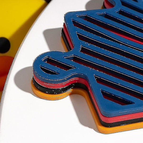 4st Creative Puzzle Shape Bord Kaffe Bordstablett Kökstillbehör Blå Gul Svart Röd Randig