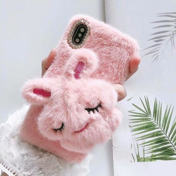Iphone X / Xs Plush Rabbit -puhelimen case(vaaleanpunainen)