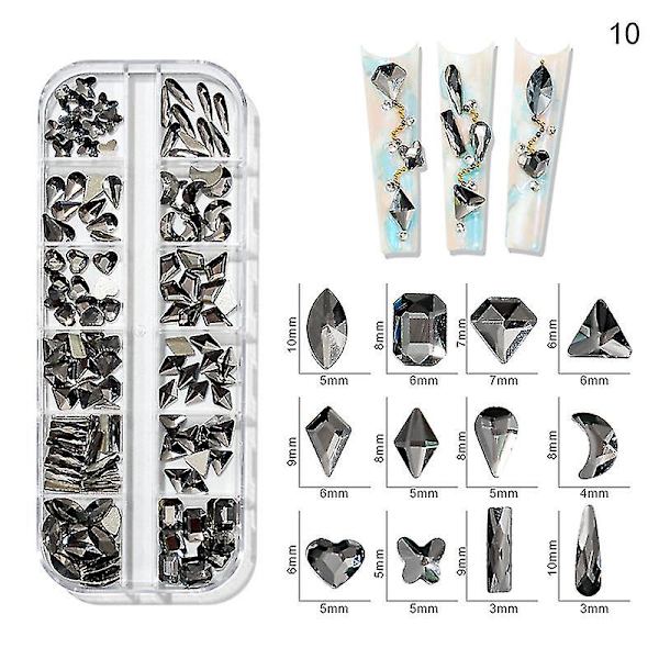 3d Glitter Nail Art Ab/färgglad Hotfix Rhinestones Flatback Crystal Diamond Gems Multi Size12 Gird Style 22