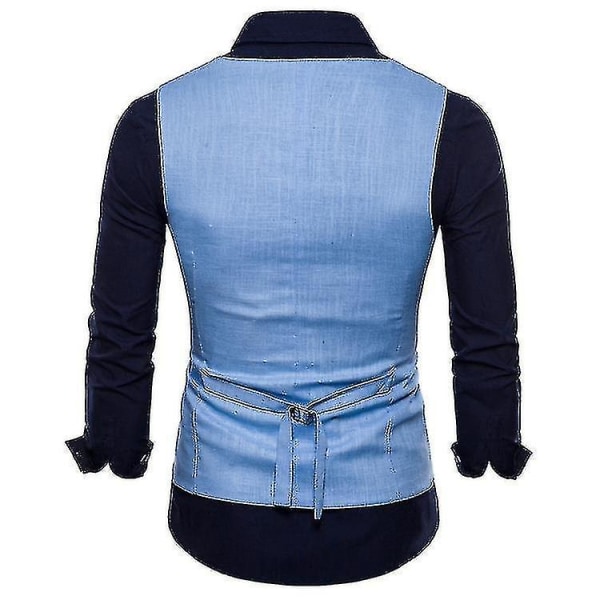 Men's Solid Color Single Breasted Vest blue XL