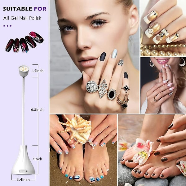 Led Uv Nagellampa, Mini Lotus Hands Free Light Roterbar Nageltork Snabbtorkande