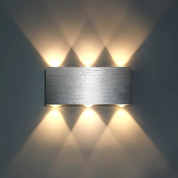 6w Led Vegglys Innendørs Vegglampe Moderne Firkantet Opp Ned Aluminium Belysning Dekorasjon Lys Varm Hvit