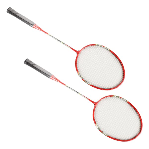 LEIJIAER Professionellt Badmintonracket Set om 2 Röda Järnlegering för Träning