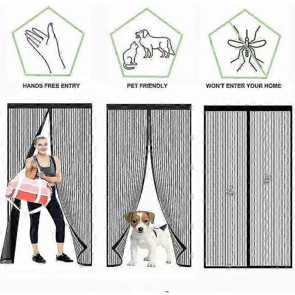 80 x 200 cm Sort Magnetisk Myggedørgardin Robust Håndfri