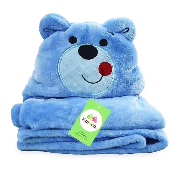 Flanell badhandduk för barn morgonrock tecknad kappa kappa hemkläder sjal matta täcke kram filt Blue bear 100x70cm