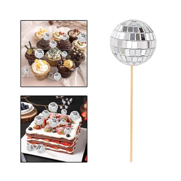 【BQ】Diskokugle Kagepynt, Spejl Diskokugler Kagepynt, Glitter Madpinde Diskokugle Kagepynt, til Højtid Studenter 3cm 3cm Small