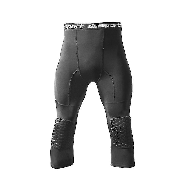 Basketball Leggings With Knee Pad For Men 3/4 Compression Trousers Sports Trousers Multi-way Black M