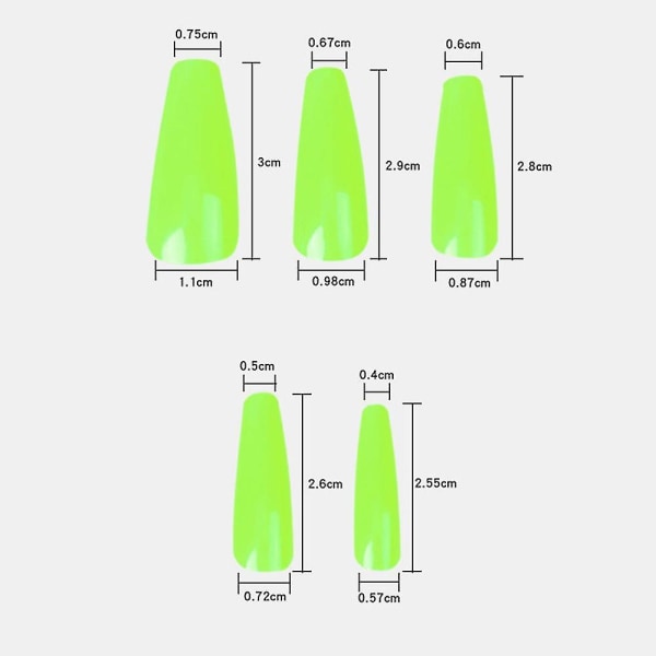 100 stykker kunstige akrylnegler for gjør-det-selv-negledesignsalong kvinner jenter Yellow Green