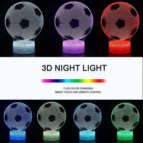 Fotboll 3d lampa, led nattljus Illusion lampor 7 färger