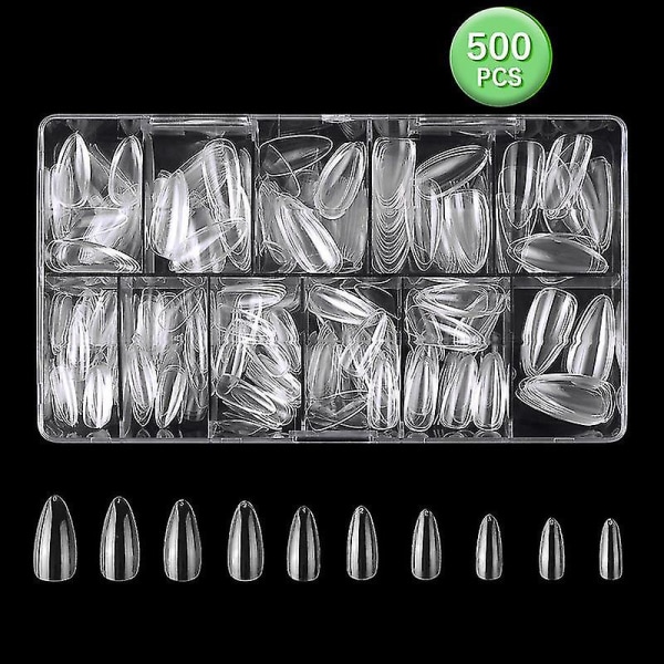500 kpl Mantelin muotoisia akryylikynsikynnösuojaimia tekokynsien kärjet täyspäälliset cover case kanssa