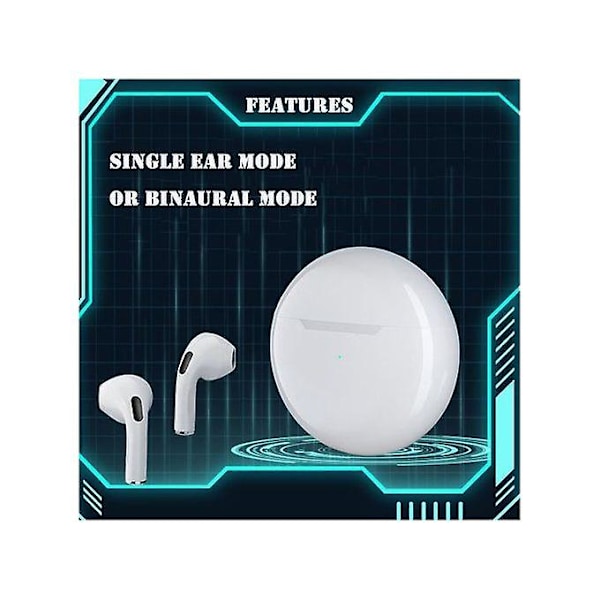 Nye Pro6 Hvid-sort høretelefon trådløse Bluetooth Pods