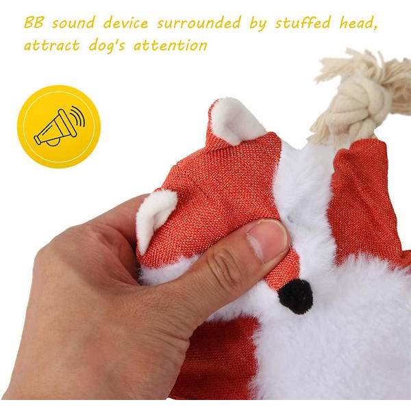 Söt räv och ekorrdesign Crinkle Hundleksaker med bomullsrep och Bb-ljud, rolig present till valpar och små hundar