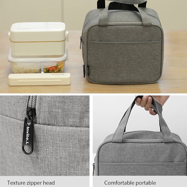 Den nya Isolerad lunchväska Tvålager lunchpåse grå gray