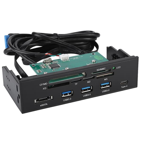 Multifunktionel intern kortlæser til PC - 5,25\" Dashboard Frontpanel