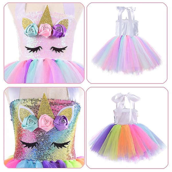 Unicorn kostyme for jenter, små jenter Rainbow Unicorn Tutu med pannebånd E 6T