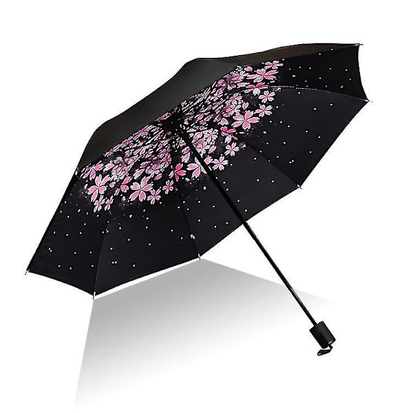 Sateenvarjo Miesten Sateen Nainen Tuulenpitävä Suuri Paraguas 3D Print Sunny Anti-Sun 3 Kokoontaittuva Sateenvarjo Outdoor Parapluie A