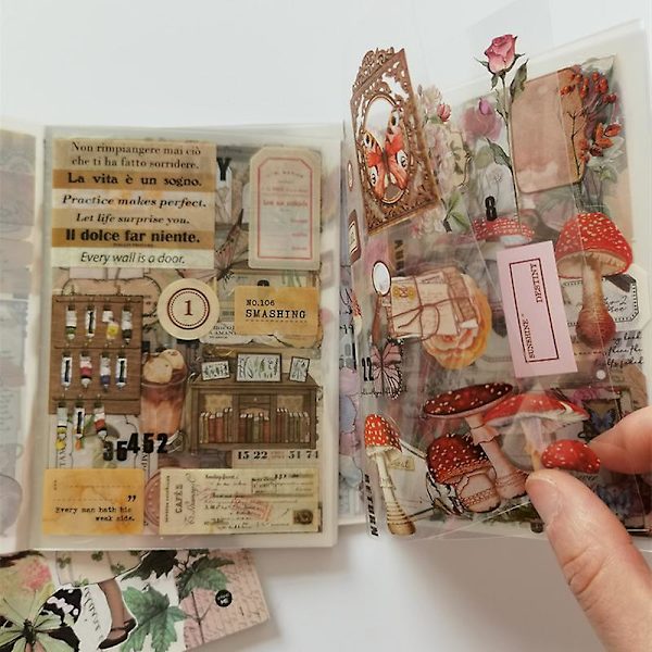 20 sivua Vintage Lemmikkitarra Kirja Tee itse päiväkirja Butterfly Ins Album Scrapbooking Retro Kukka Materiaali Paperi Koristetarrat 3