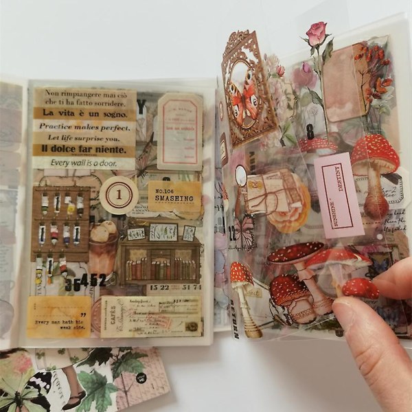 20 sivua Vintage Lemmikkitarra Kirja Tee itse päiväkirja Butterfly Ins Album Scrapbooking Retro Kukka Materiaali Paperi Koristetarrat 8