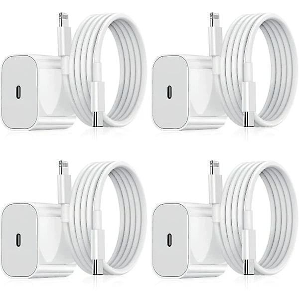 【BQ】4-pack - iPhone Charger - Fast Charger - Adapter + 2M Cable 20W Lightning White 4-pack iPhone (NT) 4-pack Lightning 4-pack 4-pack Lightning