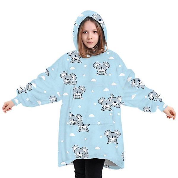 Barntryckt överdimensionerad jätte stor huvtröja filt huvtröja i fleece Pattern 4
