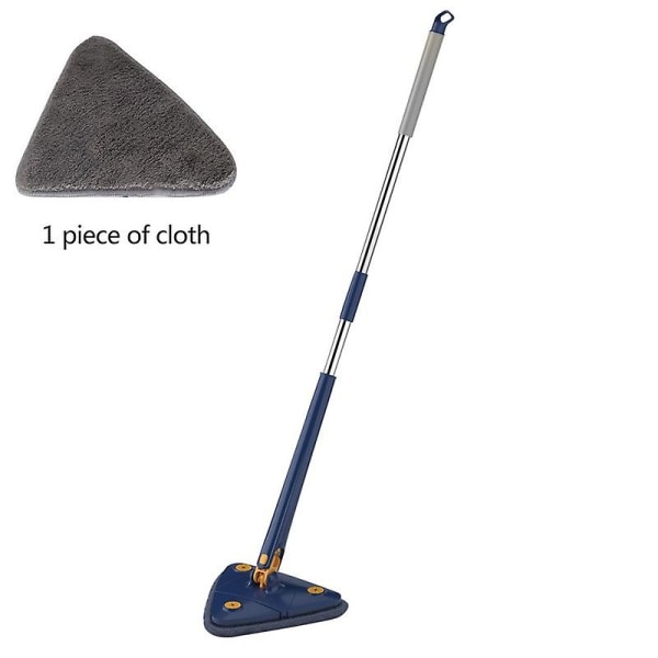 360 Roterbar Squeeze Mop Stærk Vand Absorption Udtrækkelig Trekant Mop 1,3m Hjem Gulv Loft Vinduer Rengøringsværktøj blue mop with 1cloth