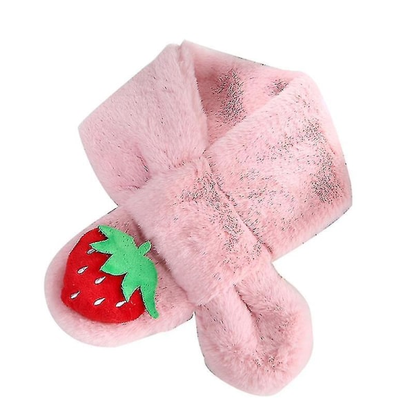 Söta jordgubbar barn Kid Pojke Flicka Plysch varm vinter hals krage varmare halsduk Qinhai Pink