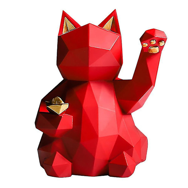 Harpiksskulptur Lucky Cat Statue Decoration Modern Home Decor-rød L