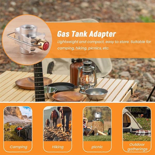 Camping Gas Saver Plus Gasskonverterer Gir Påfyllingsadapter Flat Tank Konverteringsadapter Camping Gassadapter Silver