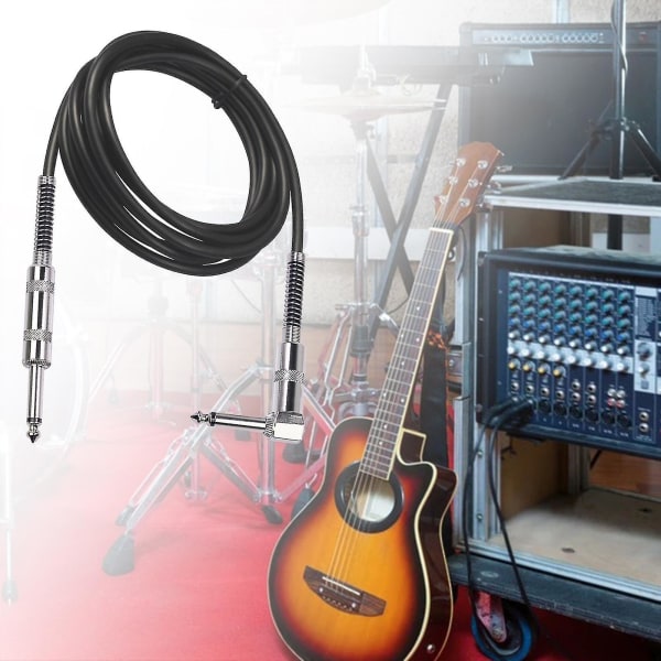 Lydkabel Profesjonell 6,35 mm plugg rett til rett vinkel instrumentledning for elektrisk gitar