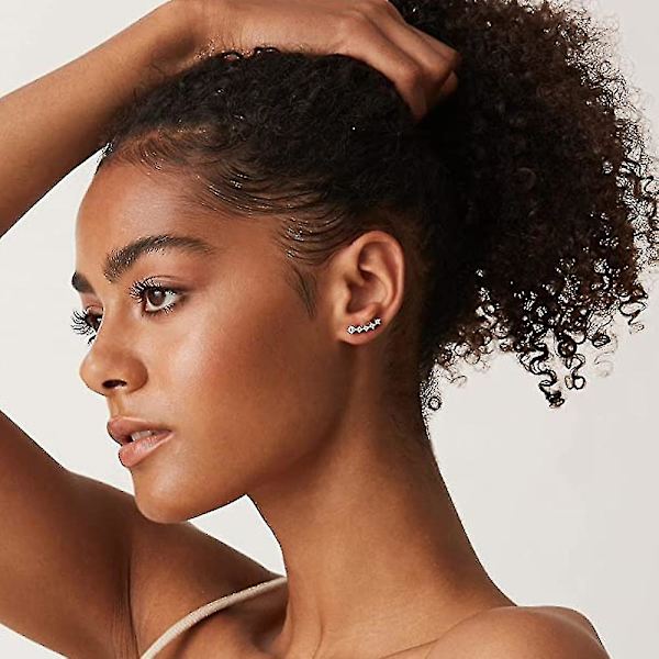 1 par øreringe med 14k forgyldt Sterling Sølv Post Crawler Rose Gold