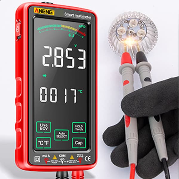 Digitalt Multimeter 6000 Tællinger Auto Område Spænding Strøm Modstand Tester Fuld Skærm LCD