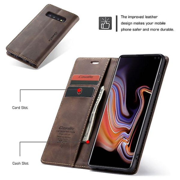 Galaxy S10 Plus Case, Retro Pu Läder Tpu Case [kortplatser] [magnetisk stängning] Flip Stand Case Cover för Samsung Galaxy S10 Plus
