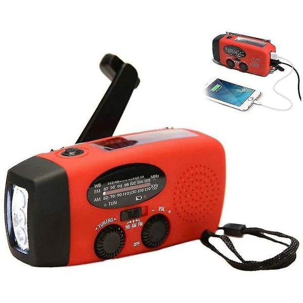 Aurinkoradio Vev Radio Monitoiminto Bärbar Utomhus För nödsituationer Med Handvev Led Ficklampa Power Bank Fm/am Emergency Radio För Vandringsläger