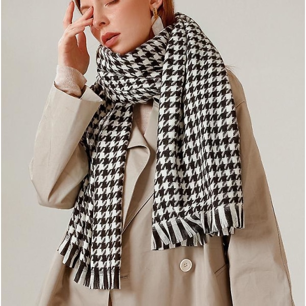 Vinter Ull Skjerf Sjal For Dame Langt Store Tykke Varme Vendbare Skjerf Black