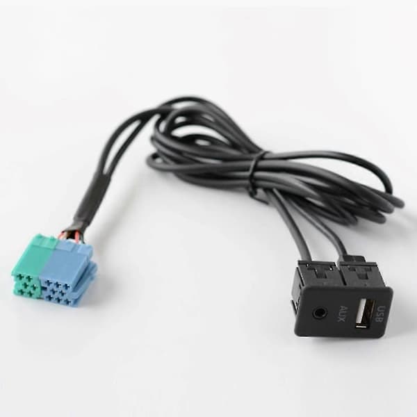 Radioforlænger AUX USB-port Adapter Ledningsnet til bilunderholdning Black