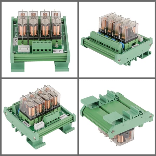 DC 12V Relæ DIN Skinne Montering 4-kanals 16A Strømrelæ Interface Modul