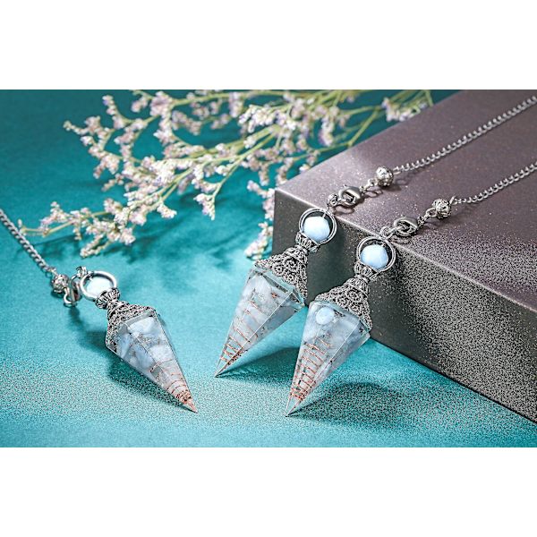 Chakra Krystal Pendulum Sekskantet Reiki Healing Krystal Points Ædelsten Dowsing Pendulum For Divination Skrige Wicca Aquamarine