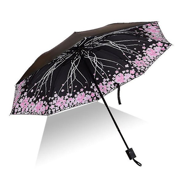 Sateenvarjo Miesten Sateen Nainen Tuulenpitävä Suuri Paraguas 3D Print Sunny Anti-Sun 3 Kokoontaittuva Sateenvarjo Outdoor Parapluie C