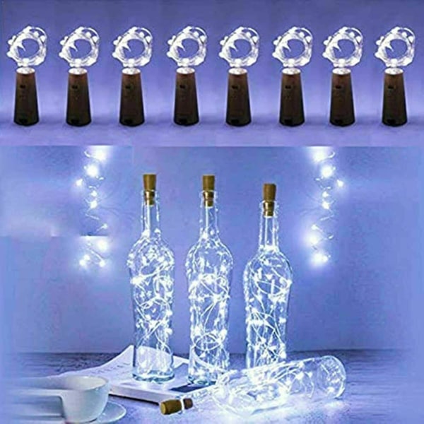 Flaska Fairy String Lights Batteri Kork Form Jul Bröllopsfest 20 Led 2m Kall Vit Cold White