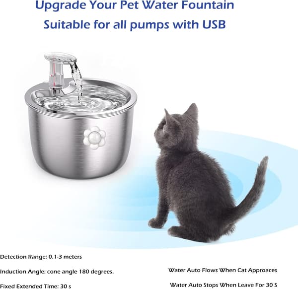 【BQ】Rörelsesensor Vattenfontän Katter Hundar Automatisk Intelligent Infraröd Rörelsesensor Switch Universal Husdjur Dricksvattenautomat USB