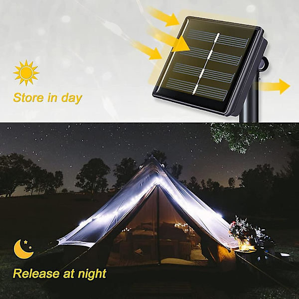 32m/22m/12m/7m aurinko-LED-valo ulkona juhlavalaisin Garden Fairy Light String 1 ~ 2pc vedenpitävä jouluseppele pihan koristelu 22M 200LED