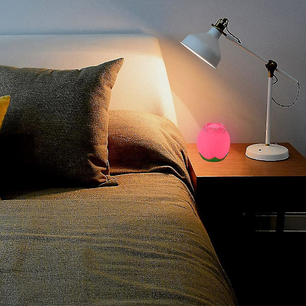 Shxx Sleep Silic Lamp: Flower Led Sängbord Barnsäng Röd B091-808 Pink