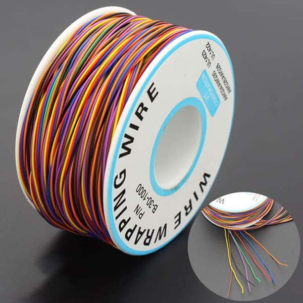 8 Farver Fortinnet Kobber PCB Vikletråd Kabel 30AWG til Luftfart