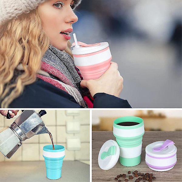 Hopfällbar kaffekopp för resor Silikon hopfällbar mugg med